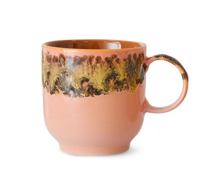 Růžovo-hnědý hrnek Coffee 70s Lush - 10*7*8cm / 250 ml HKLIVING