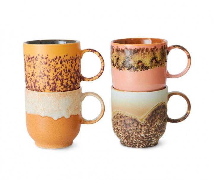 Set 4ks hrnek Coffee 70s Lush - 10*7*8cm / 250 ml HKLIVING