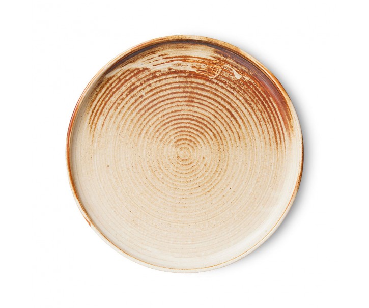 Rustikálně béžový porcelánový dezertní talíř Chef - Ø 20*3 cm HKLIVING