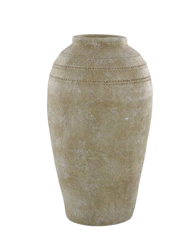 Béžová antik dekorační terakotová váza Lourdes - Ø 26*43 cm