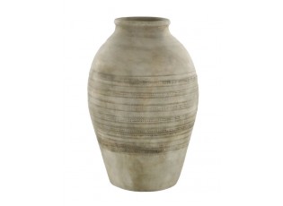 Béžová antik dekorační terakotová váza Lourdes - Ø 25*37 cm