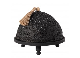 Černý dřevěný podnos s poklopem Hood - Ø30 * 25 cm