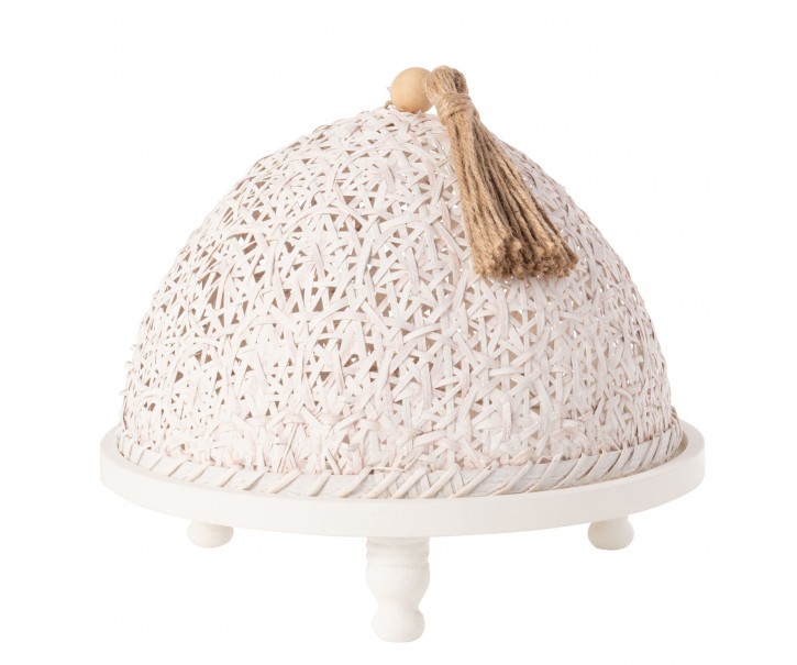 Bílý dřevěný podnos s poklopem Hood - Ø30 * 25 cm J-Line by Jolipa