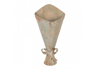 Zelený antik kovový nástěnný držák na květiny Charlotte - 31*23*32 cm