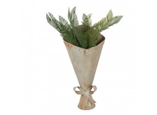 Zelený antik kovový nástěnný držák na květiny Charlotte - 31*23*32 cm