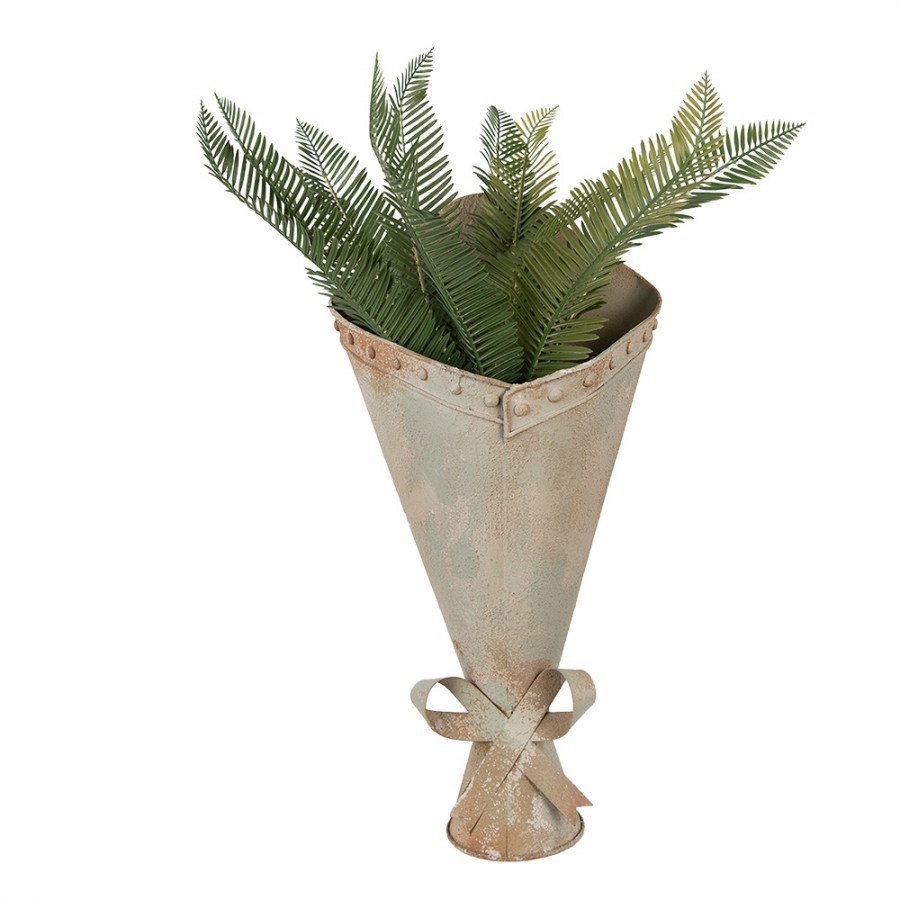 Zelený antik kovový nástěnný držák na květiny Charlotte - 31*23*32 cm Clayre & Eef Zelený antik kovový nástěnný držák na květiny Charlotte - 31*23*32 cm Clayre & Eef