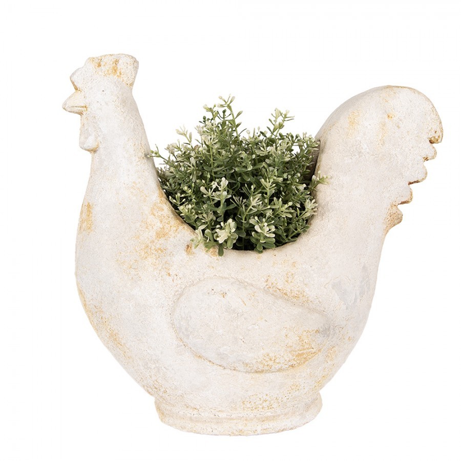 Béžový antik květináč kohoutek Farm Brocante - 36*18*35 cm Clayre & Eef Béžový antik květináč kohoutek Farm Brocante - 36*18*35 cm Clayre & Eef