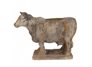 Šedý antik dekorační květináč kráva Farm Brocante - 36*15*28 cm