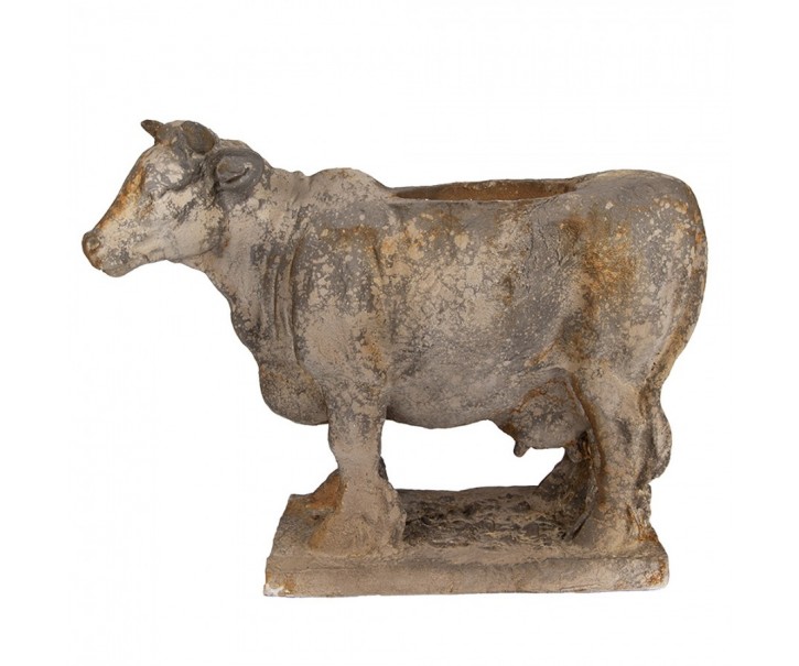 Šedý antik dekorační květináč kráva Cow Brocante - 36*15*28 cm Clayre & Eef