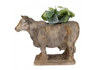 Šedý antik dekorační květináč kráva Farm Brocante - 36*15*28 cm