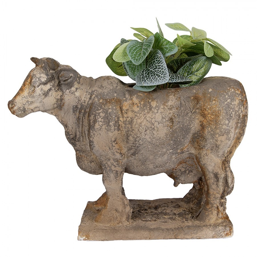 Šedý antik dekorační květináč kráva Farm Brocante - 36*15*28 cm Clayre & Eef Šedý antik dekorační květináč kráva Farm Brocante - 36*15*28 cm Clayre & Eef