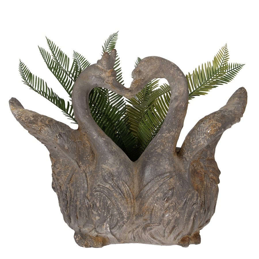 Šedý antik květináč zamilované labutě Swan Baroque - 49*27*37 cm Clayre & Eef Šedý antik květináč zamilované labutě Swan Baroque - 49*27*37 cm Clayre & Eef