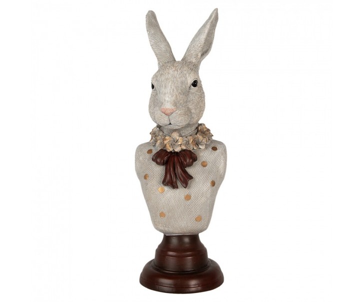 Dekorace busta králičí žena v šedém obleku Rabbi bust - 13*12*39 cm Clayre & Eef