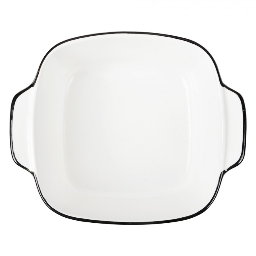 Bílá keramická miska s vroubky a černým okrajem - 15*12*5 cm / 400 ml Clayre & Eef Bílá keramická miska s vroubky a černým okrajem - 15*12*5 cm / 400 ml Clayre & Eef