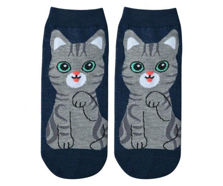 Modré veselé kotníkové ponožky kočka Cat - 36-41 Clayre & Eef