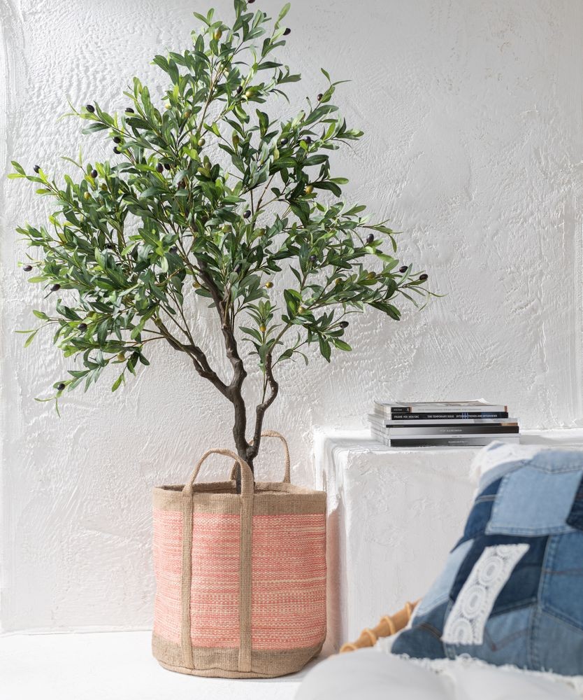 Hnědo-růžový pletený jutový koš s uchy Ecru - Ø 40*60 cm J-Line by Jolipa Hnědo-růžový pletený jutový koš s uchy Ecru - Ø 40*60 cm J-Line by Jolipa