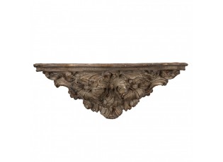 Hnědá nástěnná dekorační police s ornamenty Solangée - 73*21*29 cm