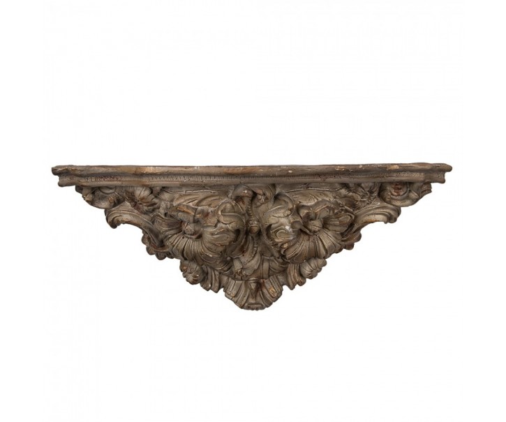 Hnědá nástěnná dekorační police s ornamenty Solangé - 73*21*29 cm Clayre & Eef