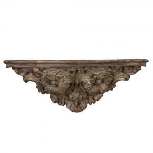 Hnědá nástěnná dekorační police s ornamenty Solangé - 73*21*29 cm