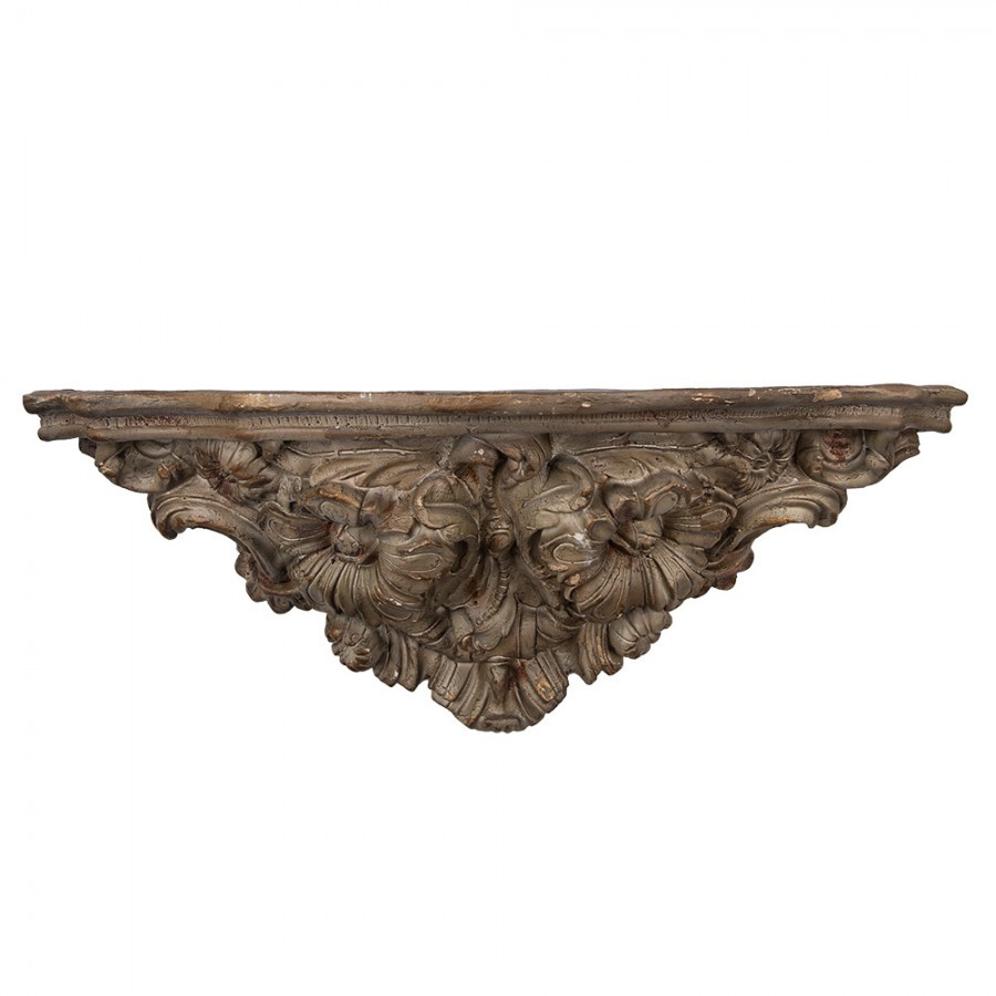 Hnědá nástěnná dekorační police s ornamenty Solangé - 73*21*29 cm