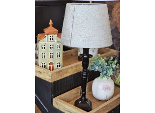 Stínidlo na lampu z hovězí kůže - hnědo šedá - Ø 20 * Ø 15*15cm