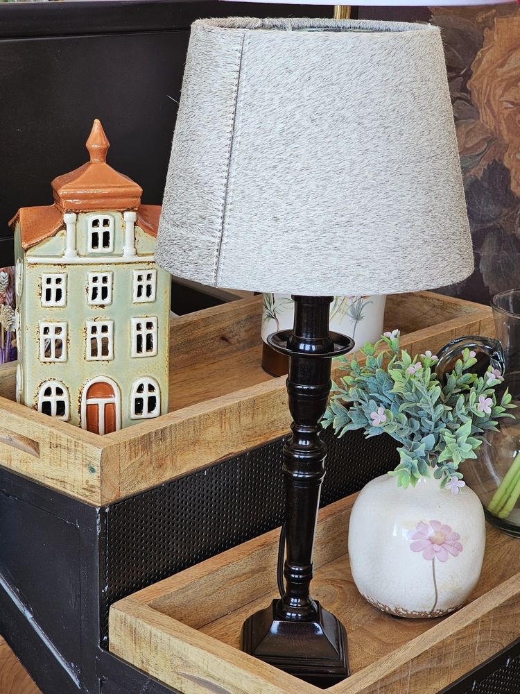 Stínidlo na lampu z hovězí kůže - hnědo šedá - Ø 20 * Ø 15*15cm Mars & More Stínidlo na lampu z hovězí kůže - hnědo šedá - Ø 20 * Ø 15*15cm Mars & More