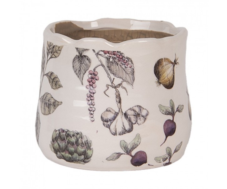 Keramický obal na květináč zelenina The Kitchen Garden - Ø 11*10 cm Clayre & Eef