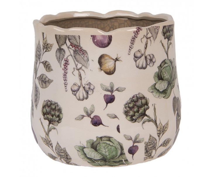Keramický obal na květináč zelenina The Kitchen Garden M - Ø 18*16 cm Clayre & Eef