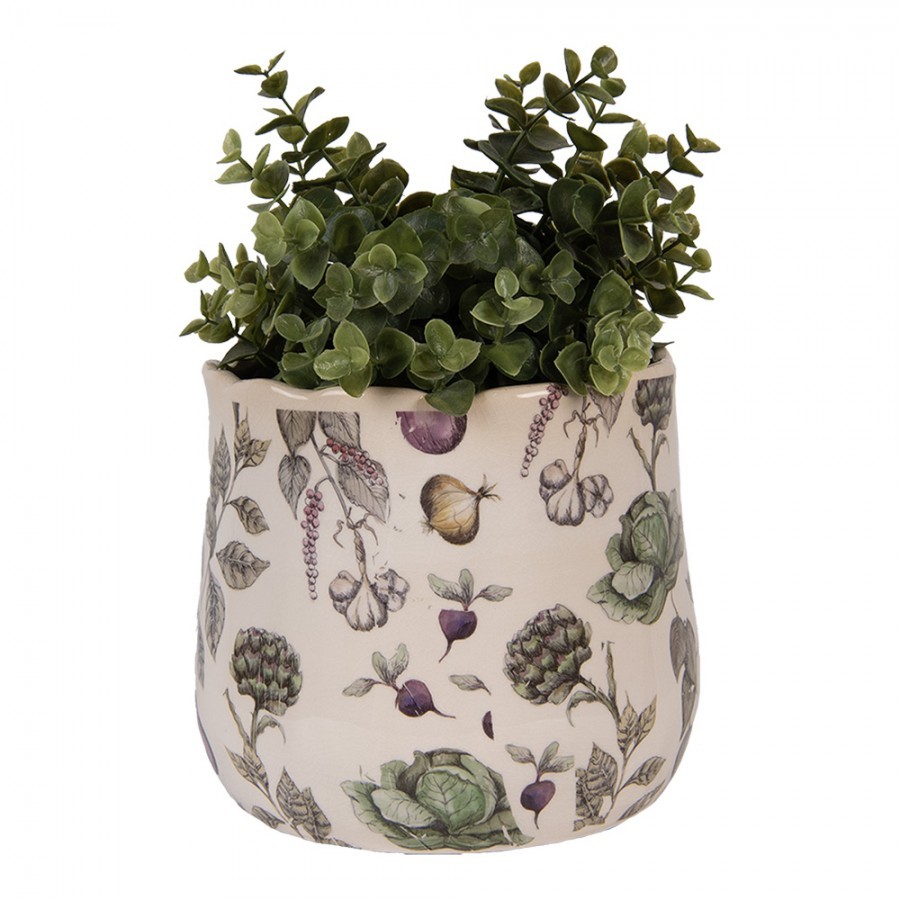 Keramický obal na květináč zelenina The Kitchen Garden M - Ø 18*16 cm Clayre & Eef Keramický obal na květináč zelenina The Kitchen Garden M - Ø 18*16 cm Clayre & Eef