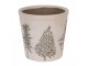 Béžový obal na květináč se stromky Natural Pine Trees - Ø 17*16 cm Clayre & Eef