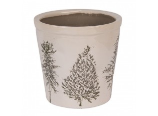 Béžový obal na květináč se stromky Natural Pine Trees L - Ø 17*16 cm