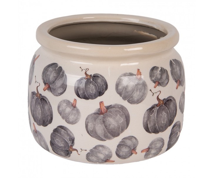 Keramický květináč s dýněmi Country Style Pumpkin L - Ø 20*15 cm Clayre & Eef
