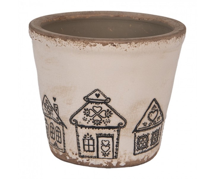 Květináč s perníkovými chaloupkami Gingerbread Bliss S - Ø 12*11 cm Clayre & Eef