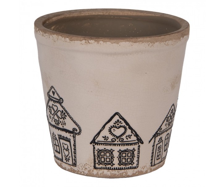 Květináč s perníkovými chaloupkami Gingerbread Bliss M - Ø 15*14 cm Clayre & Eef