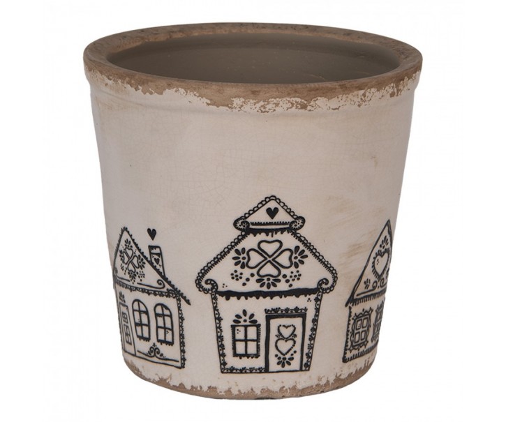 Květináč s perníkovými chaloupkami Gingerbread Bliss L - Ø 17*16 cm Clayre & Eef