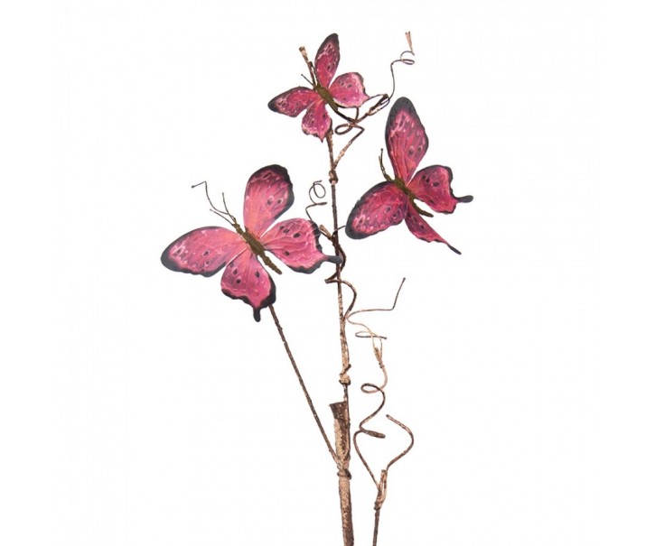 Dekorativní větev s růžovými motýlky Butterfly pink - 14*5*85 cm Clayre & Eef