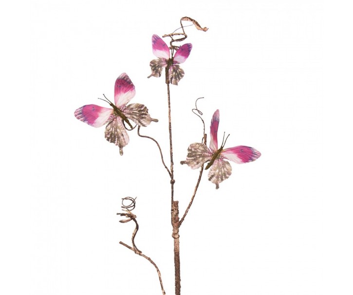 Dekorativní větev s motýlky Butterfly pink - 14*5*85 cm Clayre & Eef