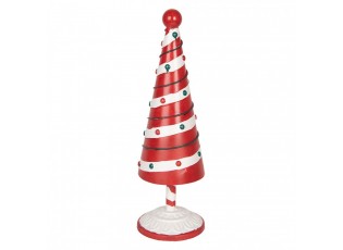 Bílo-červená kovová dekorace vánoční stromek Christmas Tree M - Ø 12*36 cm
