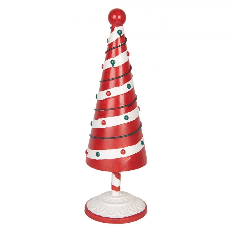 Bílo-červená kovová dekorace vánoční stromek Christmas tree - Ø 12*36 cm