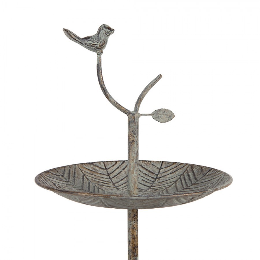 Zelenohnědý kovový dekorační dvoupatrový etažér s ptáčkem Birdie - Ø 26*48 cm Clayre & Eef Zelenohnědý kovový dekorační dvoupatrový etažér s ptáčkem Birdie - Ø 26*48 cm Clayre & Eef
