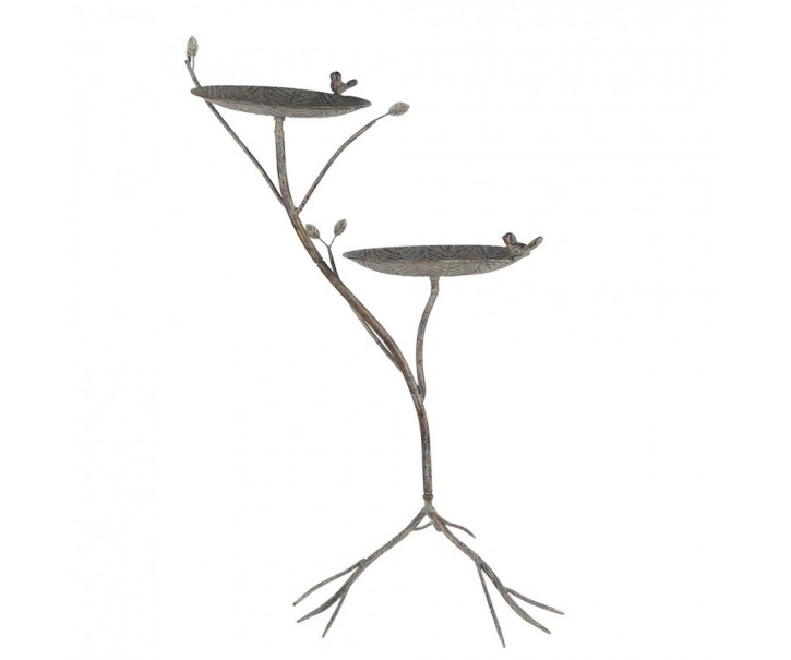 Zeleno hnědé antik kovové krmítko pro ptáčky Birdie - 38*43*78 cm Clayre & Eef
