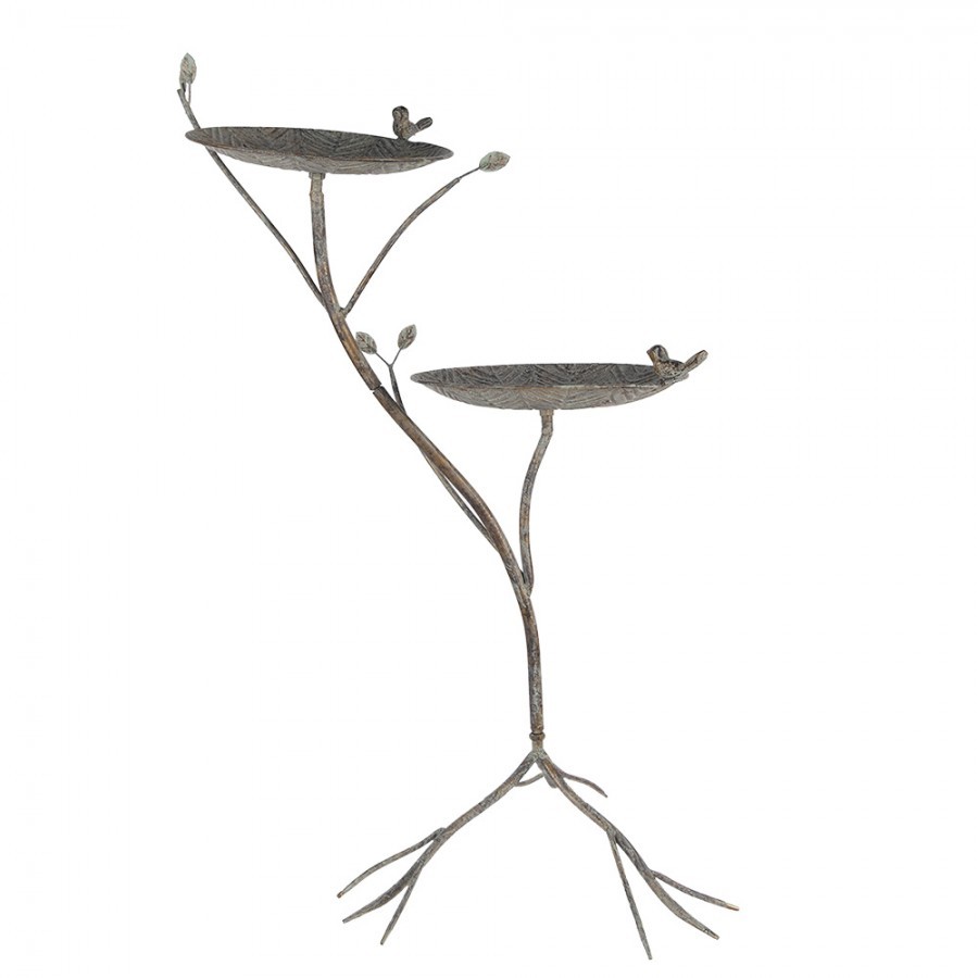 Zeleno hnědé antik kovové krmítko pro ptáčky Birdie - 38*43*78 cm