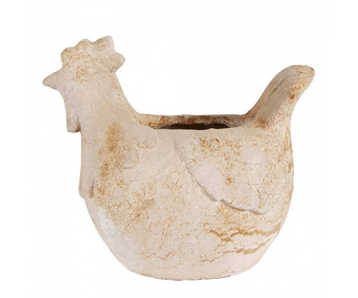 Béžový antik květináč slepička Chicken Brocante - 31*20*27 cm Clayre & Eef