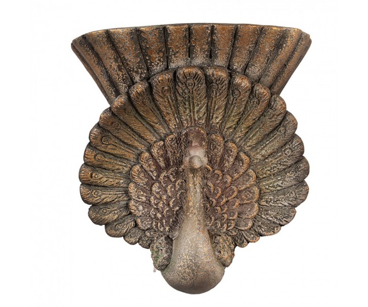 Hnědý antik nástěnný květináč páv Peacock Baroque - 36*12*39 cm Clayre & Eef