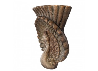 Hnědý antik květináč páv Peacock Baroque - 36*12*39 cm