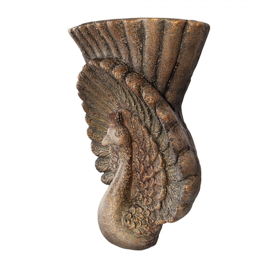 Hnědý antik květináč páv Peacock Baroque - 36*12*39 cm Clayre & Eef Hnědý antik květináč páv Peacock Baroque - 36*12*39 cm Clayre & Eef
