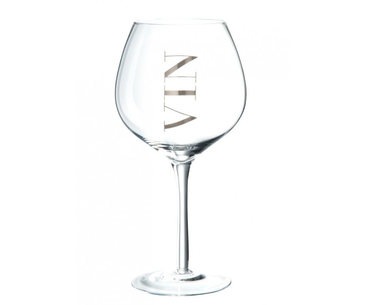 Sklenice na víno se stříbrným nápisem Vin Silver - Ø 10*22 cm J-Line by Jolipa