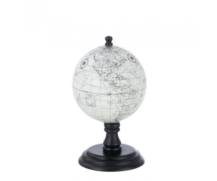Šedo-černý glóbus na dřevěném podstavci Globe - 10*10*20 cm J-Line by Jolipa