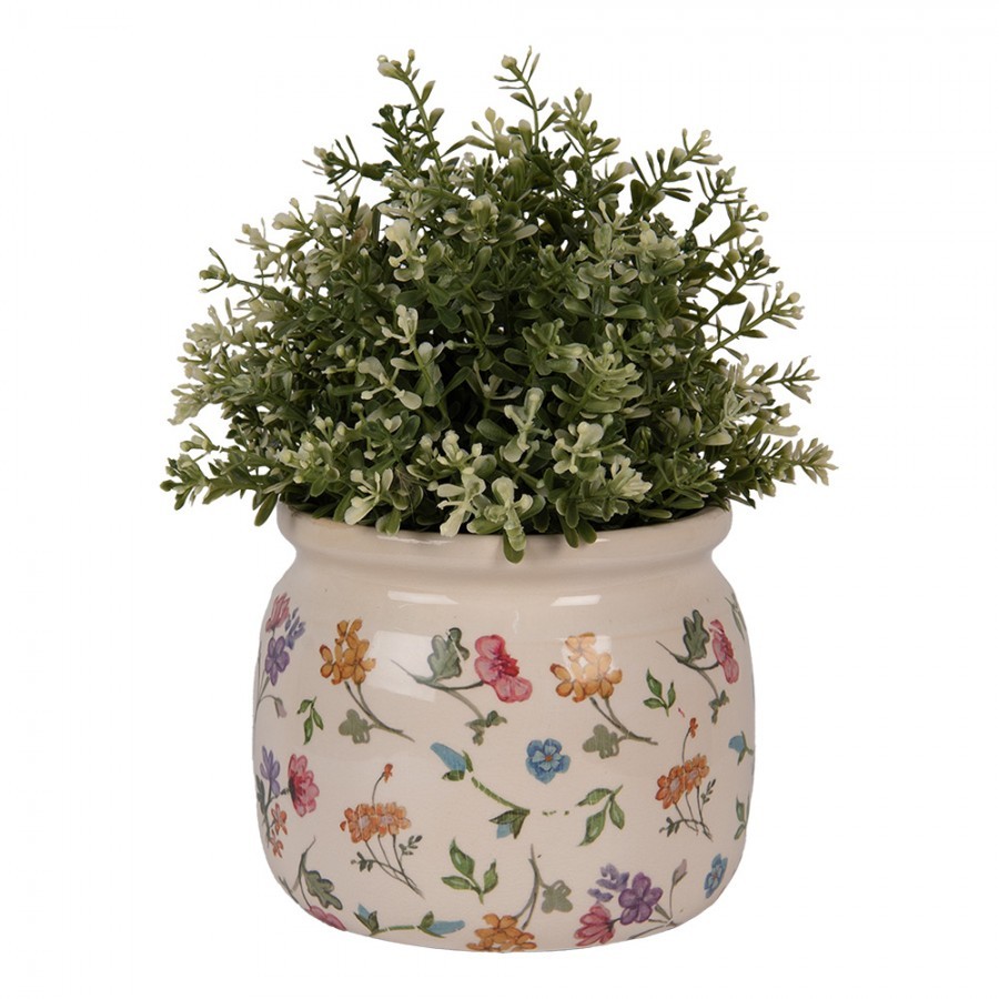 Keramický květináč s květinami Colourful Flowers M - Ø 16*13 cm Clayre & Eef Keramický květináč s květinami Colourful Flowers M - Ø 16*13 cm Clayre & Eef