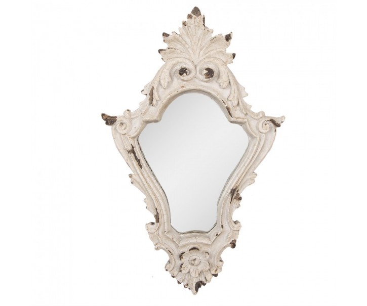 Bílé antik nástěnné zrcadlo s ornamenty Brocante - 27*5*42 cm Clayre & Eef
